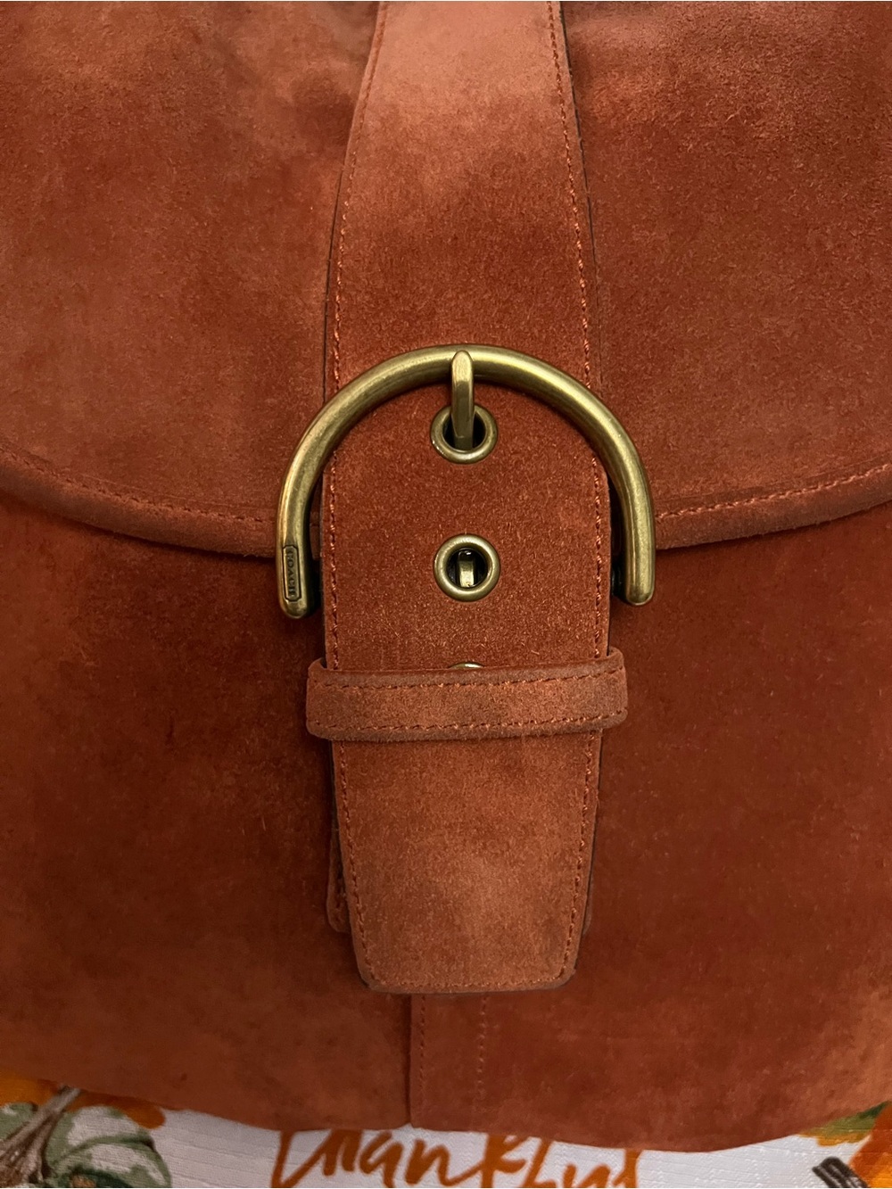Vintage Coach Authentic Suede Braided Flap Shoulder Bag Rust - Picture 3 of 13